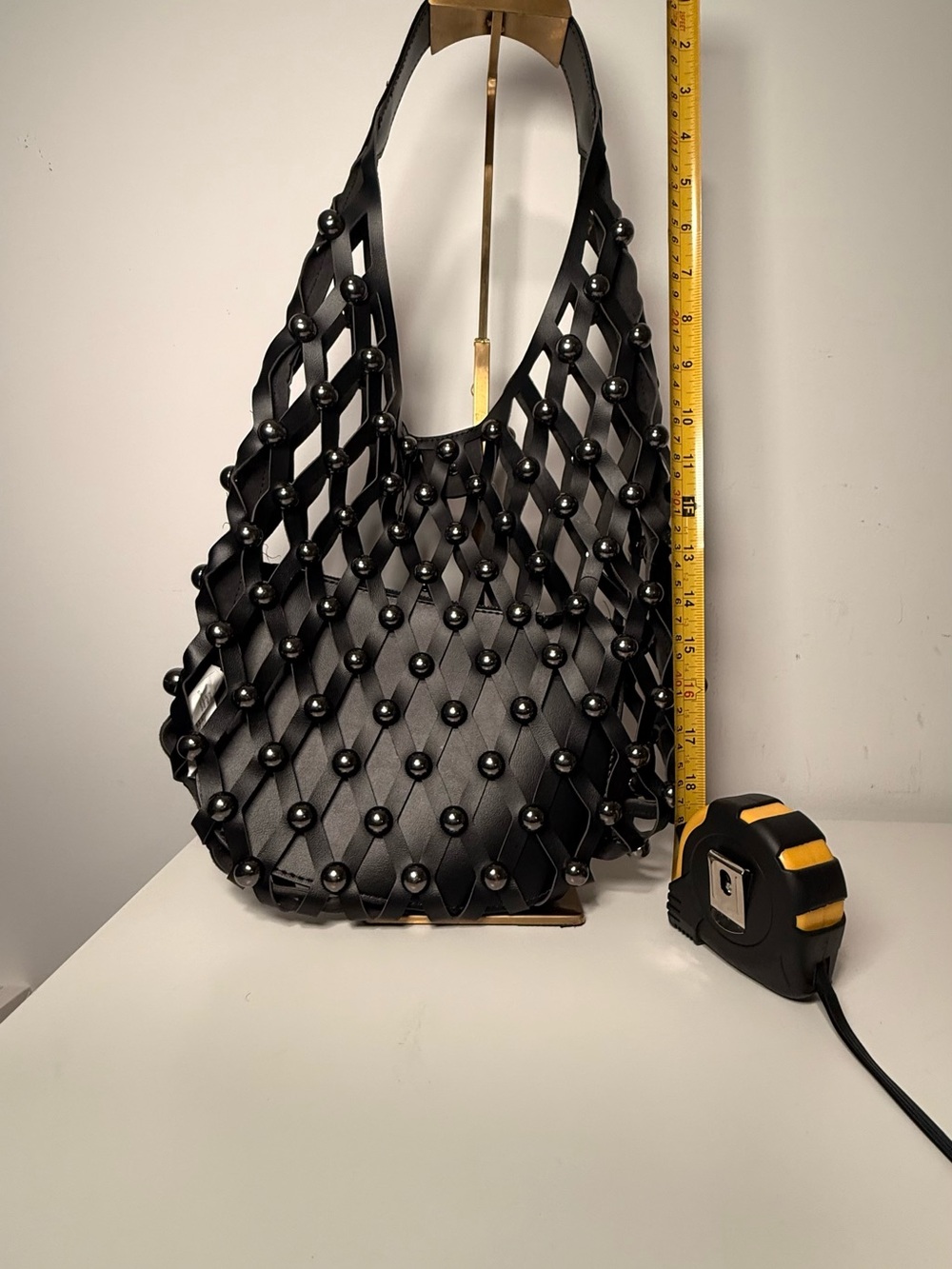Zara Black Studded Mesh Hobo Bag - Picture 2 of 4